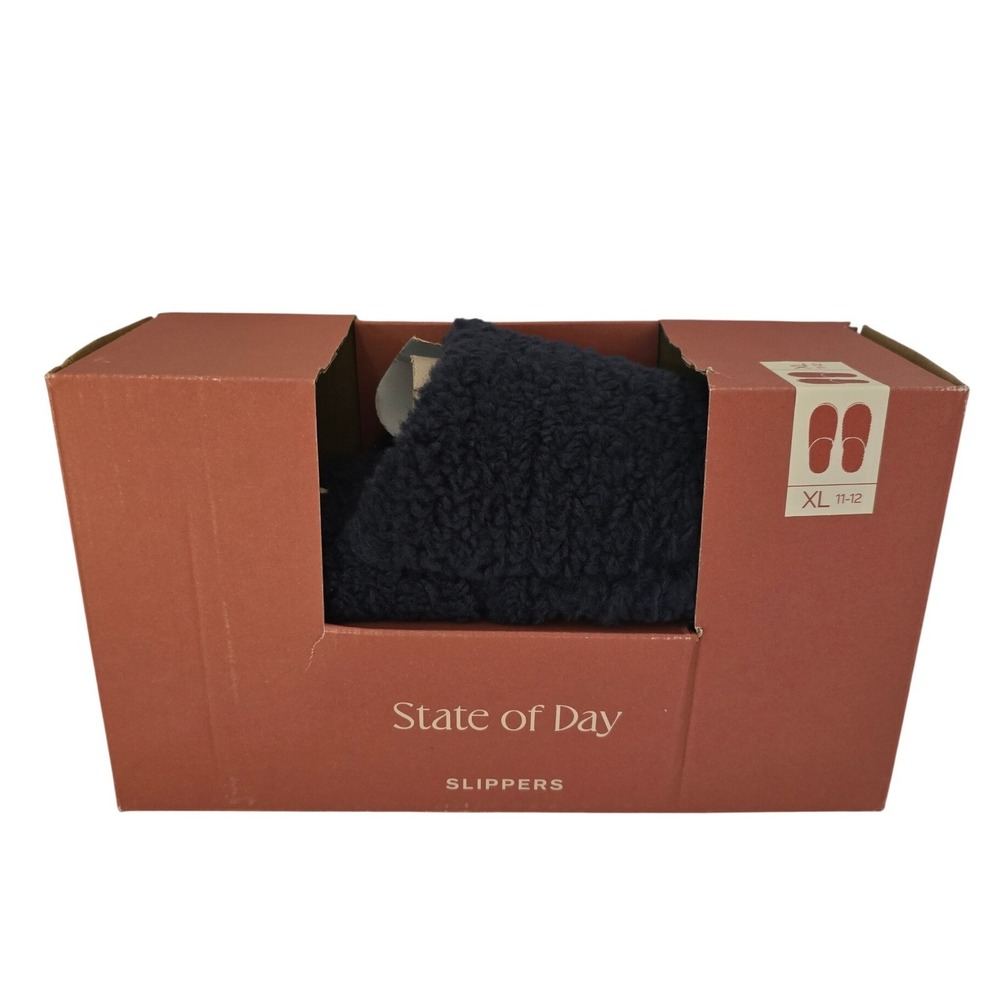 State of Day Navy Blue Sherpa Slippers Womens Size 11/12 XL NWT
